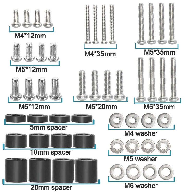 Coret Universal TV Mount Hardware Kit, Compatible with LG, Sanyo, Haier & More, Wall Mount, Includes M4, M5, M6 Screws, Washers & Spacers - Image 2